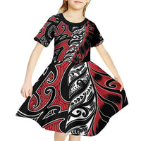Koru Fern New Zealand Kid Short Sleeve Dress Maori Tribal Pattern LT9 - Polynesian Pride
