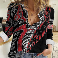 Koru Fern New Zealand Women Casual Shirt Maori Tribal Pattern