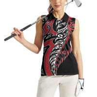 Koru Fern New Zealand Women Sleeveless Polo Shirt Maori Tribal Pattern LT9 - Polynesian Pride
