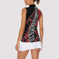 Koru Fern New Zealand Women Sleeveless Polo Shirt Maori Tribal Pattern LT9 - Polynesian Pride