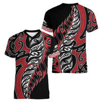 Koru Fern New Zealand Women V-Neck T-Shirt Maori Tribal Pattern LT9 - Polynesian Pride