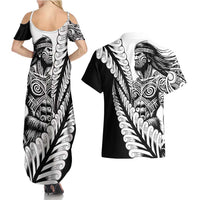Koru Fern New Zealand Maori Tribal Warrior Couples Matching Summer Maxi Dress and Hawaiian Shirt LT9 - Polynesian Pride