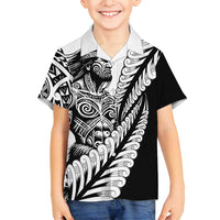Koru Fern New Zealand Maori Tribal Warrior Family Matching Off Shoulder Short Dress and Hawaiian Shirt LT9 Son's Shirt Black - Polynesian Pride