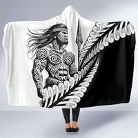 Koru Fern New Zealand Maori Tribal Warrior Hooded Blanket LT9 One Size Black - Polynesian Pride