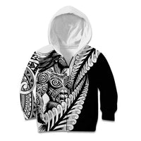 Koru Fern New Zealand Maori Tribal Warrior Kid Hoodie LT9 Zip Hoodie Black - Polynesian Pride