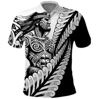 Koru Fern New Zealand Maori Tribal Warrior Polo Shirt LT9 Black - Polynesian Pride