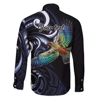 New Zealand Kea Bird Personalised Family Matching Off The Shoulder Long Sleeve Dress and Hawaiian Shirt Maori Tribal Koru Art LT9 - Polynesian Pride