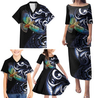New Zealand Kea Bird Personalised Family Matching Puletasi and Hawaiian Shirt Maori Tribal Koru Art LT9 - Polynesian Pride