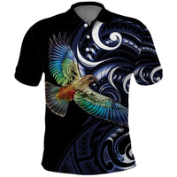 New Zealand Kea Bird Personalised Polo Shirt Maori Tribal Koru Art LT9 Blue - Polynesian Pride