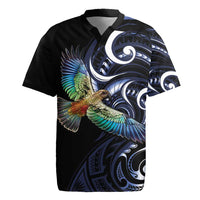 New Zealand Kea Bird Personalised Rugby Jersey Maori Tribal Koru Art LT9 Blue - Polynesian Pride