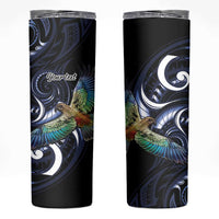 New Zealand Kea Bird Personalised Skinny Tumbler Maori Tribal Koru Art LT9 Blue - Polynesian Pride