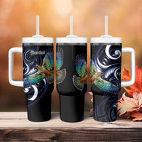 New Zealand Kea Bird Personalised Tumbler With Handle Maori Tribal Koru Art LT9 - Polynesian Pride