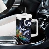 New Zealand Kea Bird Personalised Tumbler With Handle Maori Tribal Koru Art LT9 - Polynesian Pride