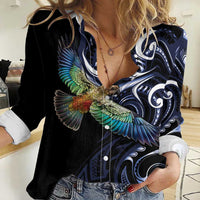 New Zealand Kea Bird Personalised Women Casual Shirt Maori Tribal Koru Art