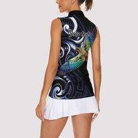 New Zealand Kea Bird Personalised Women Sleeveless Polo Shirt Maori Tribal Koru Art LT9 - Polynesian Pride