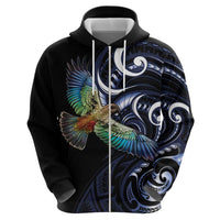 New Zealand Kea Bird Personalised Zip Hoodie Maori Tribal Koru Art LT9 - Polynesian Pride