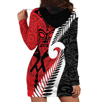 Silver Fern Koru Swirls with Maori Ta Moko Hoodie Dress LT9 - Polynesian Pride