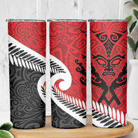 Silver Fern Koru Swirls with Maori Ta Moko Skinny Tumbler LT9 - Polynesian Pride