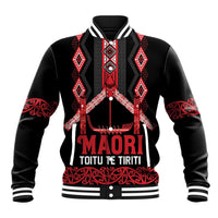 Toitu Te Tiriti Waitangi Baseball Jacket Black Wharenui House - Polynesian Pride