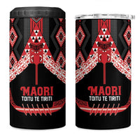 Toitu Te Tiriti Waitangi 4 in 1 Can Cooler Tumbler Black Wharenui House LT9 One Size: 16 oz Black - Polynesian Pride