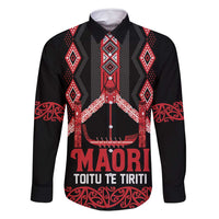 Toitu Te Tiriti Waitangi Family Matching Mermaid Dress and Hawaiian Shirt Black Wharenui House LT9 Dad's Shirt - Long Sleeve Black - Polynesian Pride