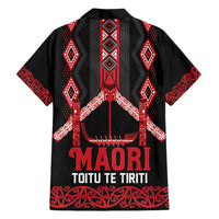 Toitu Te Tiriti Waitangi Family Matching Off Shoulder Maxi Dress and Hawaiian Shirt Black Wharenui House LT9 - Polynesian Pride
