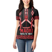 Toitu Te Tiriti Waitangi Women Polo Shirt Black Wharenui House LT9 - Polynesian Pride