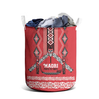 Toitu Te Tiriti Waitangi Laundry Basket Red Wharenui House - Polynesian Pride