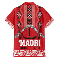 Toitu Te Tiriti Waitangi Family Matching Off Shoulder Short Dress and Hawaiian Shirt Red Wharenui House LT9 - Polynesian Pride