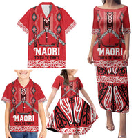 Toitu Te Tiriti Waitangi Family Matching Puletasi and Hawaiian Shirt Red Wharenui House LT9 - Polynesian Pride