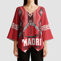 Toitu Te Tiriti Waitangi Kimono Sleeve Blouse Red Wharenui House - Polynesian Pride