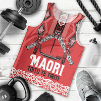 Toitu Te Tiriti Waitangi Men Tank Top Red Wharenui House - Polynesian Pride
