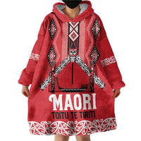 Toitu Te Tiriti Waitangi Wearable Blanket Hoodie Red Wharenui House LT9 - Polynesian Pride