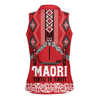 Toitu Te Tiriti Waitangi Women Sleeveless Polo Shirt Red Wharenui House LT9 - Polynesian Pride