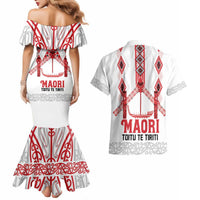 Toitu Te Tiriti Waitangi Couples Matching Mermaid Dress and Hawaiian Shirt White Wharenui House LT9 - Polynesian Pride