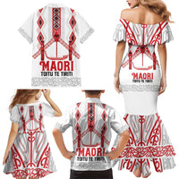 Toitu Te Tiriti Waitangi Family Matching Mermaid Dress and Hawaiian Shirt White Wharenui House LT9 - Polynesian Pride