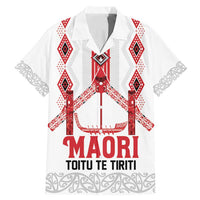 Toitu Te Tiriti Waitangi Family Matching Mermaid Dress and Hawaiian Shirt White Wharenui House LT9 Dad's Shirt - Short Sleeve white - Polynesian Pride