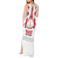 Toitu Te Tiriti Waitangi Tank Maxi Dress White Wharenui House - Polynesian Pride