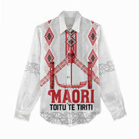 Toitu Te Tiriti Waitangi Women Casual Shirt White Wharenui House LT9 - Polynesian Pride