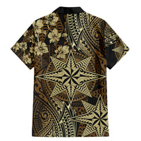 Vintage Tonga Tribal Ngatu Pattern Family Matching Mermaid Dress and Hawaiian Shirt With Pacific Floral Brown Art LT9 - Polynesian Pride