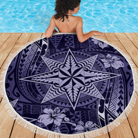 Vintage Tonga Tribal Ngatu Pattern Beach Blanket With Pacific Floral Pink Art