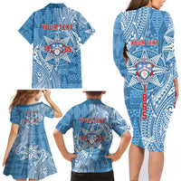 Personalised Tonga Apifo'ou College Family Matching Long Sleeve Bodycon Dress and Hawaiian Shirt Since 1865 Special Kupesi Pattern LT9 - Polynesian Pride