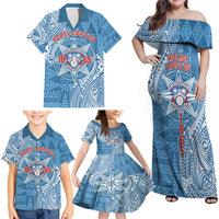 Personalised Tonga Apifo'ou College Family Matching Off Shoulder Maxi Dress and Hawaiian Shirt Since 1865 Special Kupesi Pattern LT9 - Polynesian Pride
