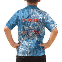 Personalised Tonga Apifo'ou College Family Matching Off Shoulder Short Dress and Hawaiian Shirt Since 1865 Special Kupesi Pattern LT9 - Polynesian Pride