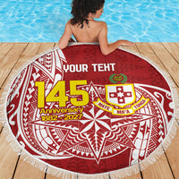Personalised Kolisi Tonga Atele 142nd Anniversary Beach Blanket Special Kupesi Pattern LT9 - Polynesian Pride
