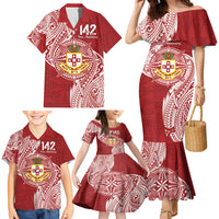 Personalised Kolisi Tonga Atele 142nd Anniversary Family Matching Mermaid Dress and Hawaiian Shirt Special Kupesi Pattern LT9 - Polynesian Pride