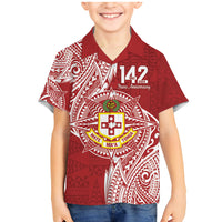 Personalised Kolisi Tonga Atele 142nd Anniversary Family Matching Mermaid Dress and Hawaiian Shirt Special Kupesi Pattern LT9 Son's Shirt White - Polynesian Pride