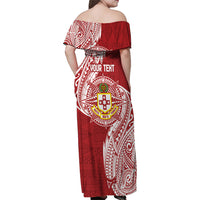 Personalised Kolisi Tonga Atele 142nd Anniversary Family Matching Off Shoulder Maxi Dress and Hawaiian Shirt Special Kupesi Pattern LT9 - Polynesian Pride