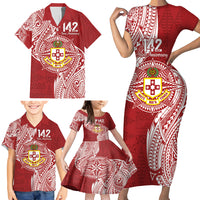 Personalised Kolisi Tonga Atele 142nd Anniversary Family Matching Short Sleeve Bodycon Dress and Hawaiian Shirt Special Kupesi Pattern LT9 - Polynesian Pride