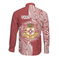 Personalised Kolisi Tonga Atele 145th Anniversary Long Sleeve Button Shirt Special Kupesi Pattern LT9 - Polynesian Pride